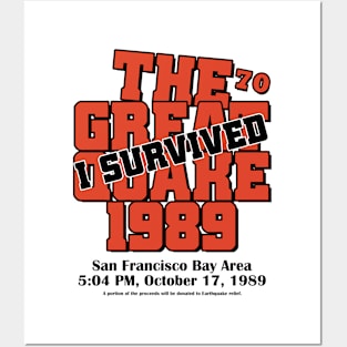 I Survived The Great Quake Vintage 80s 1989 Earthquake Posters and Art